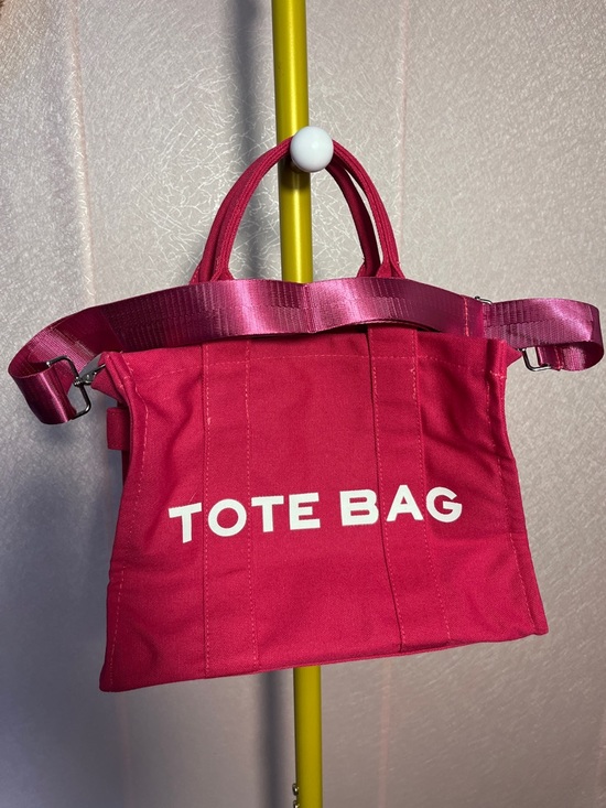 Handbags - Bold Pink Canvas Tote Bag with White Lettering- NWT